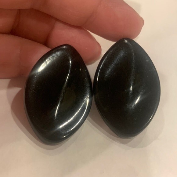 Black oval Swirl earrings - Picture 1 of 3